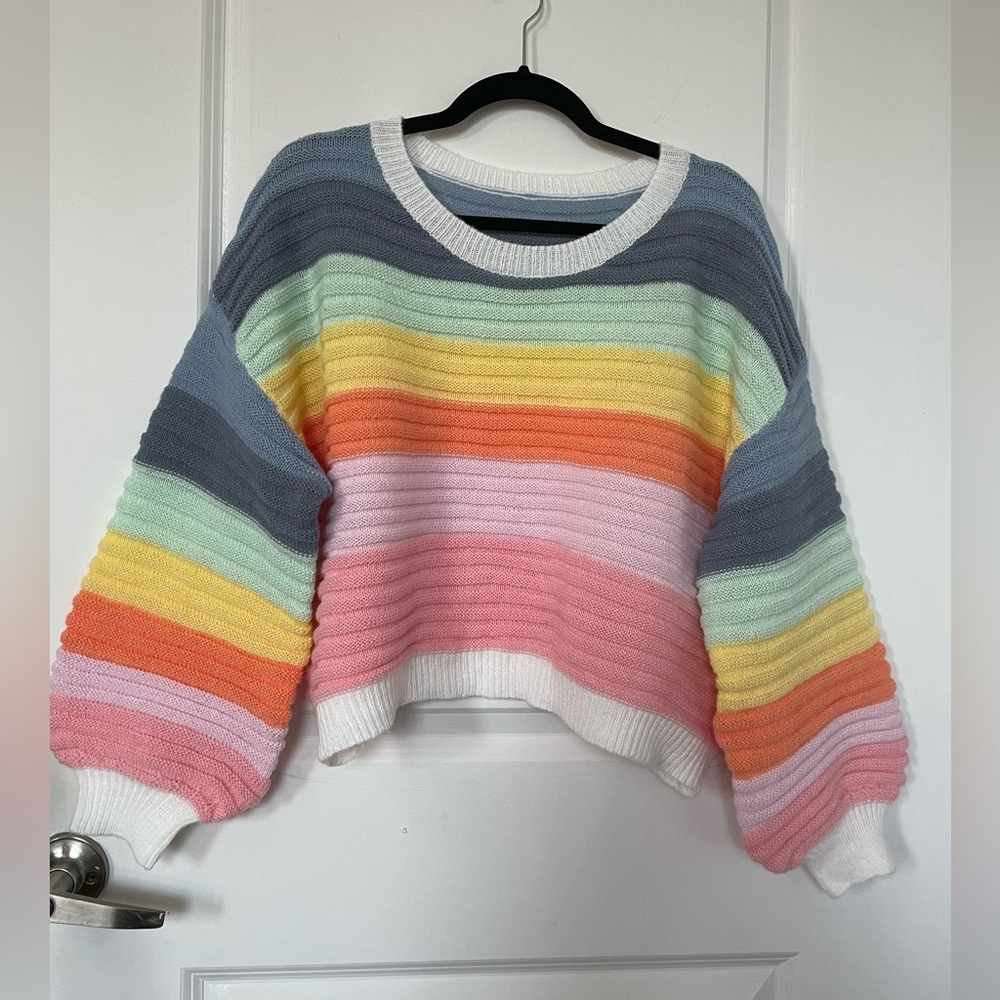 Rainbow Pastel Crop Sweater
